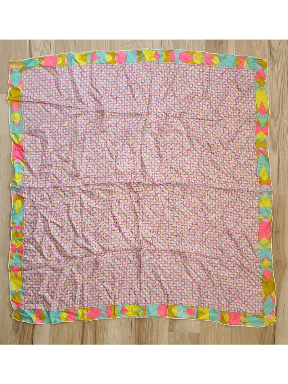 EMILIO PUCCI Large Silk Scarf Geometric Multicolor Square 35 inch